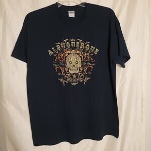 Gildan Black T-Shirt with Skull Design - Size XL